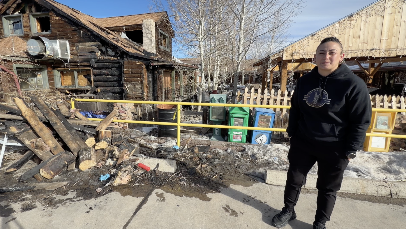 Mily Romero in front of her cafe in Fairplay