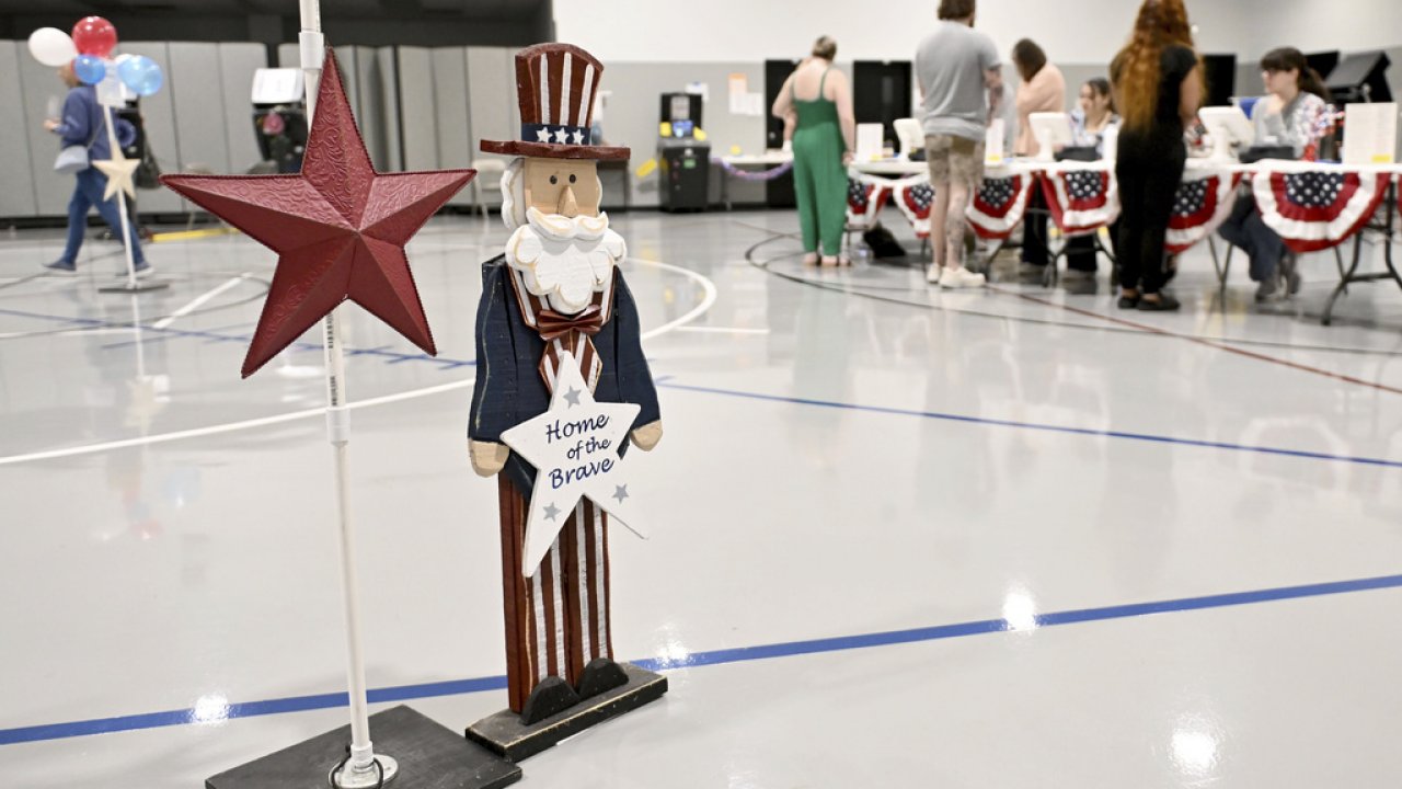 Voters in Arkansas check in to cast their ballots on Super Tuesday.