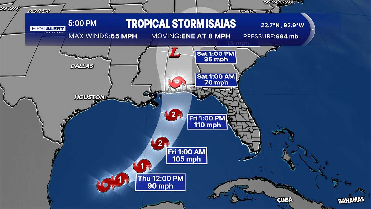 Tropical Storm Isaias 5pm Oct. 7