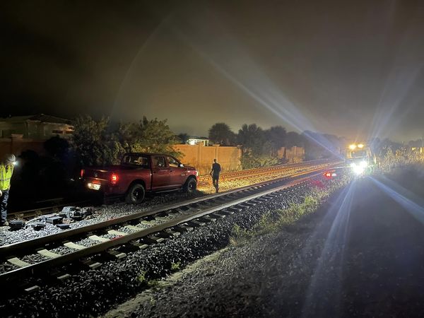 Truck on tracks in Jensen Beach.