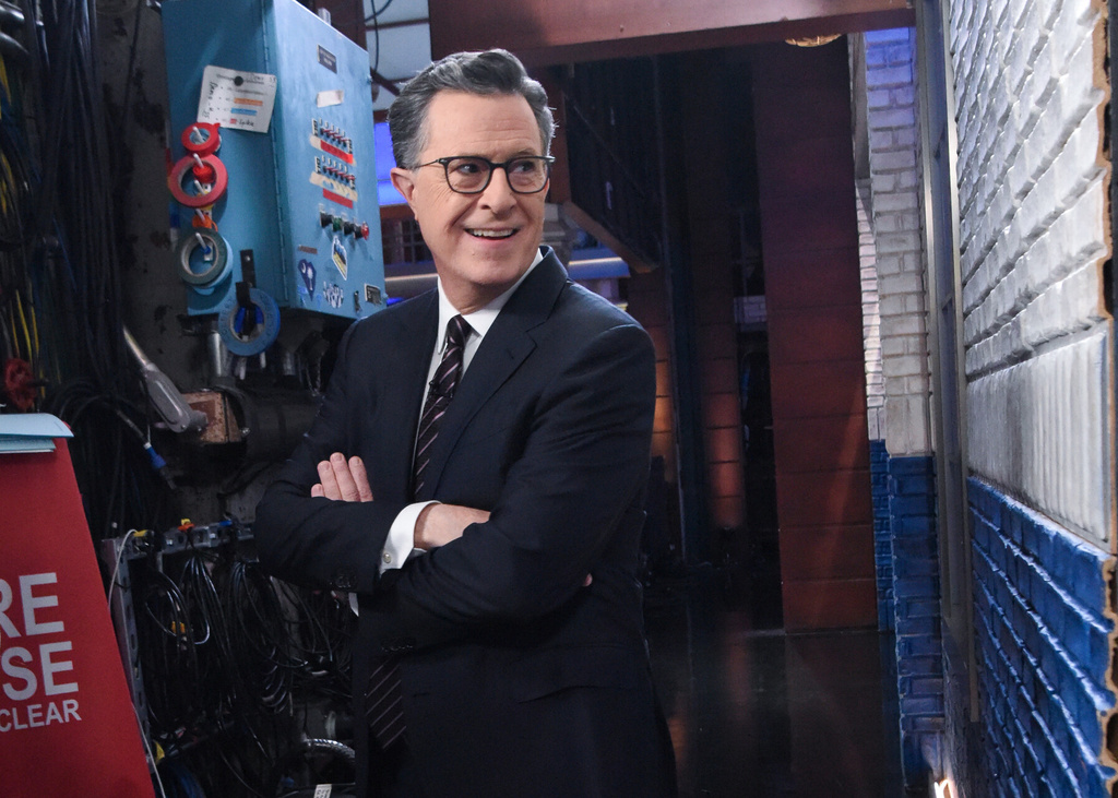This image released by CBS shows host Stephen Colbert on the set of "The Late Show with Stephen Colbert" in New York on May 18, 2026.