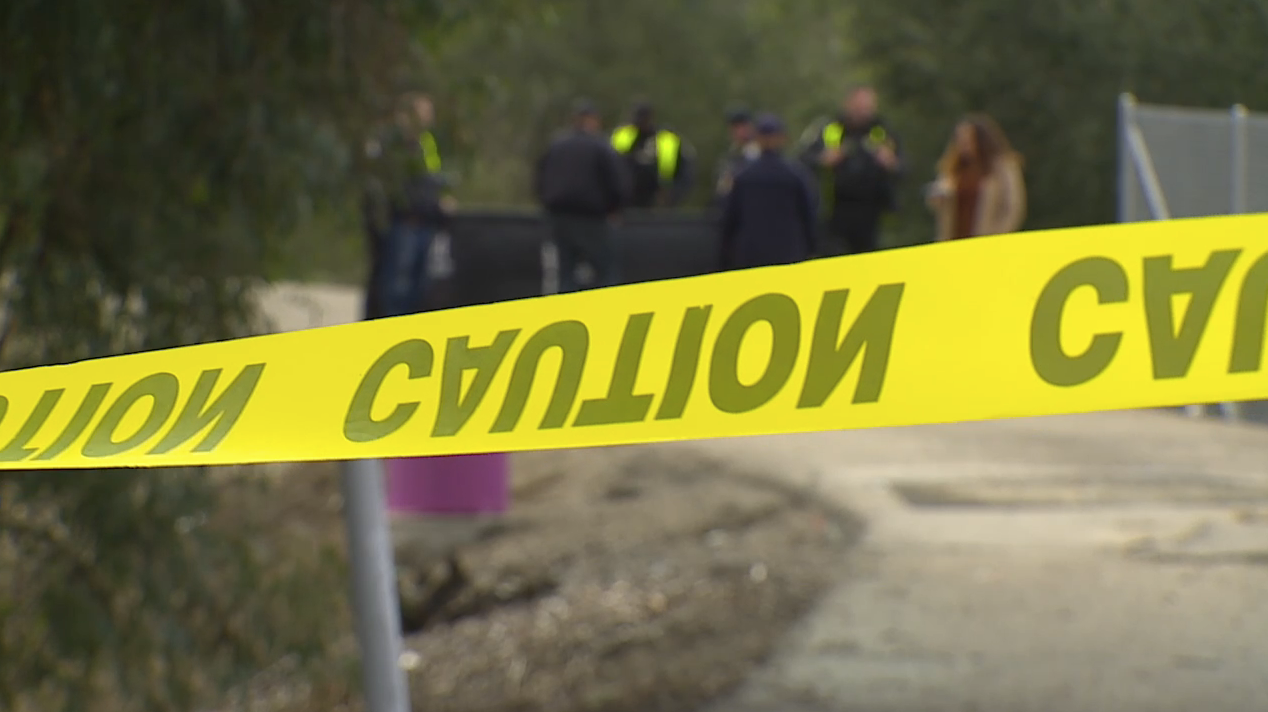 crime scene tape flood channel body found escondido 2-9-24