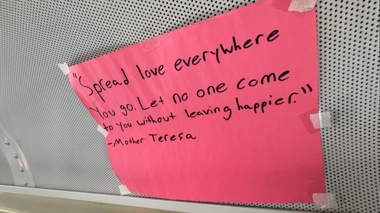 Bus driver positive notes to students 1