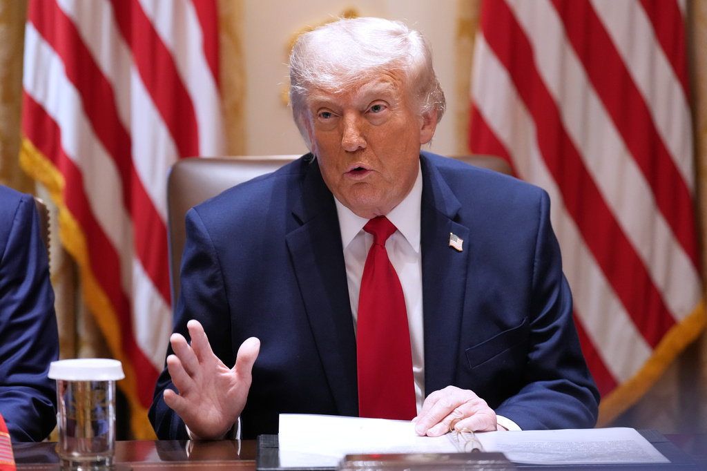 President Donald Trump speaks during a Cabinet meeting at the White House, Wednesday, May 27, 2026, in Washington. 