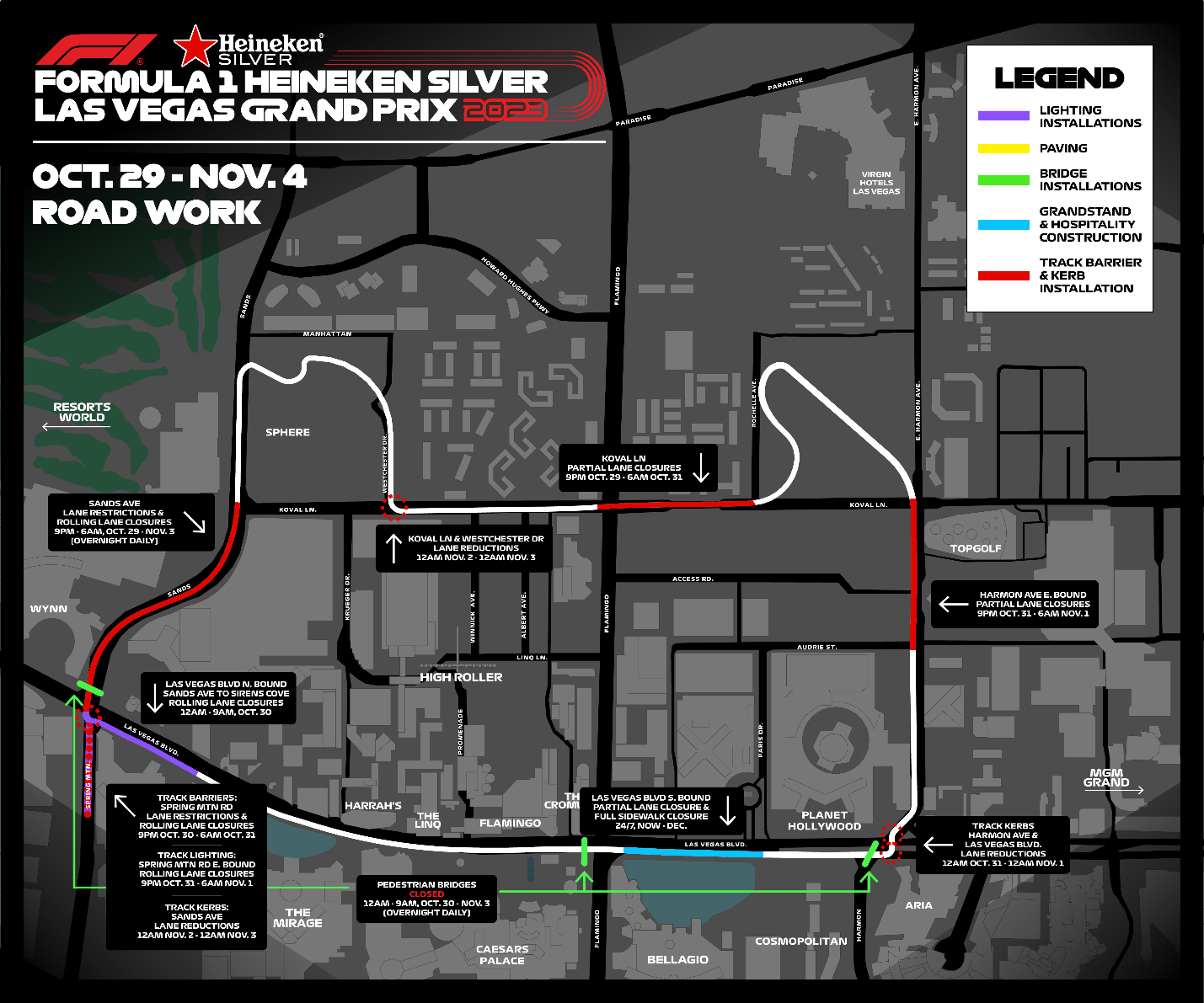 Formula 1 Las Vegas Grand Prix Halloween construction