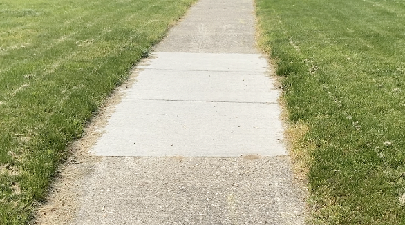 Recently repaired residential sidewalk