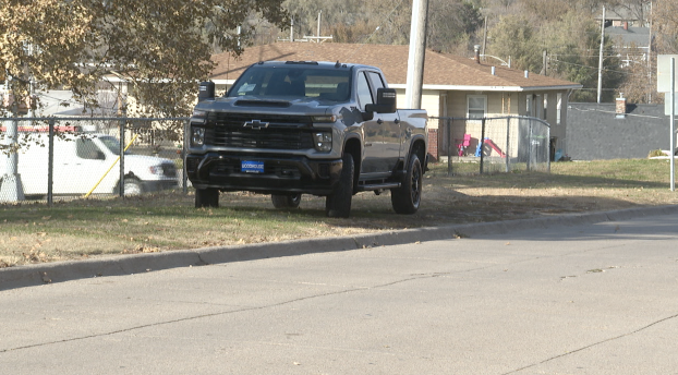 Truck parked on grass