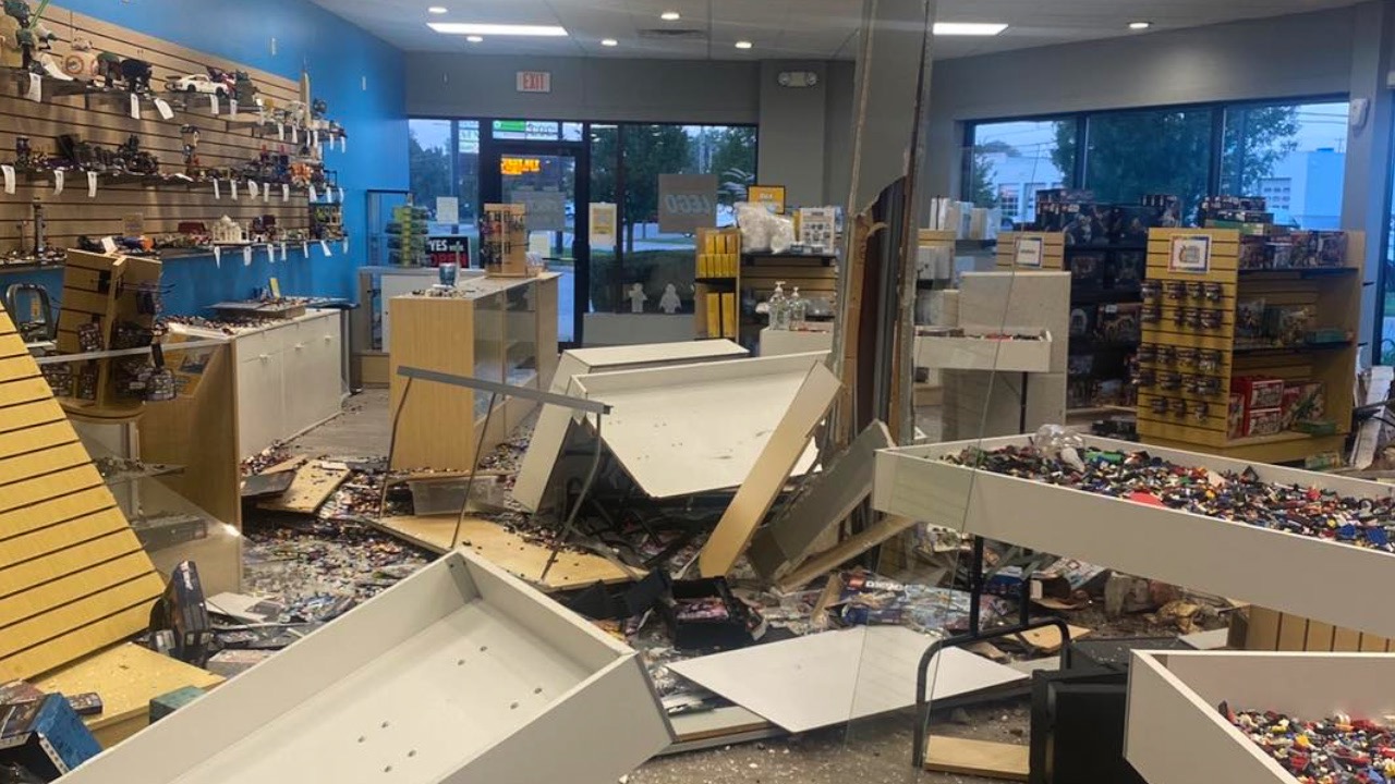 Van crashes into Bricks and Minifigs in Grand Rapids 4.jpg