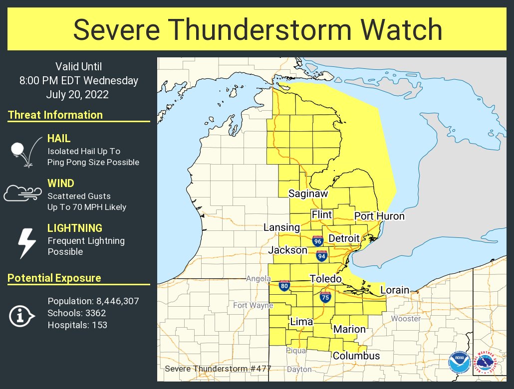 Severe Thunderstorm Watch Lansing and East 