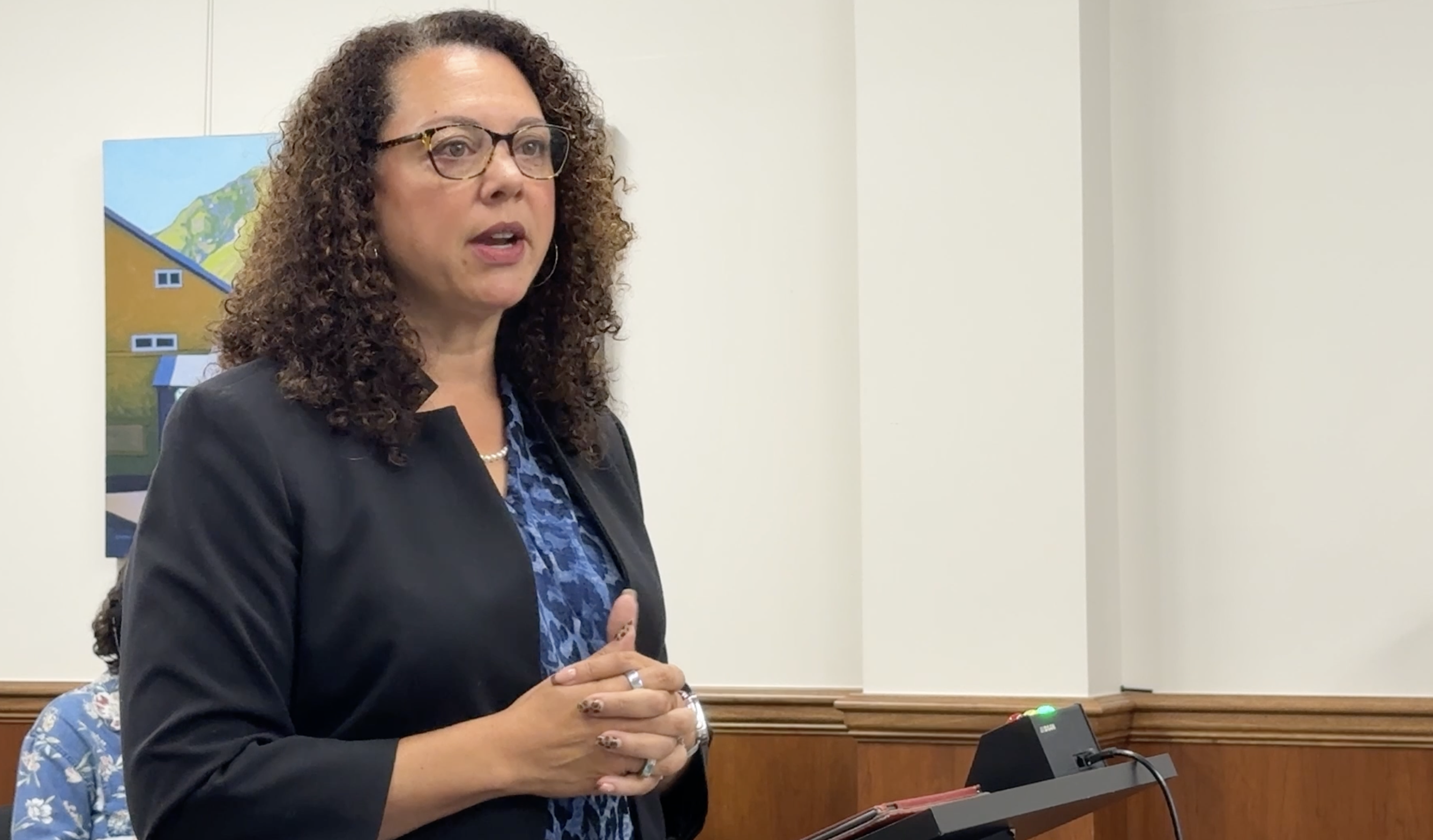 SLO Mayor Erica Stewart addresses city personnel board at July 27 2026 hearing on whether to recommend censure to full city council.png .png