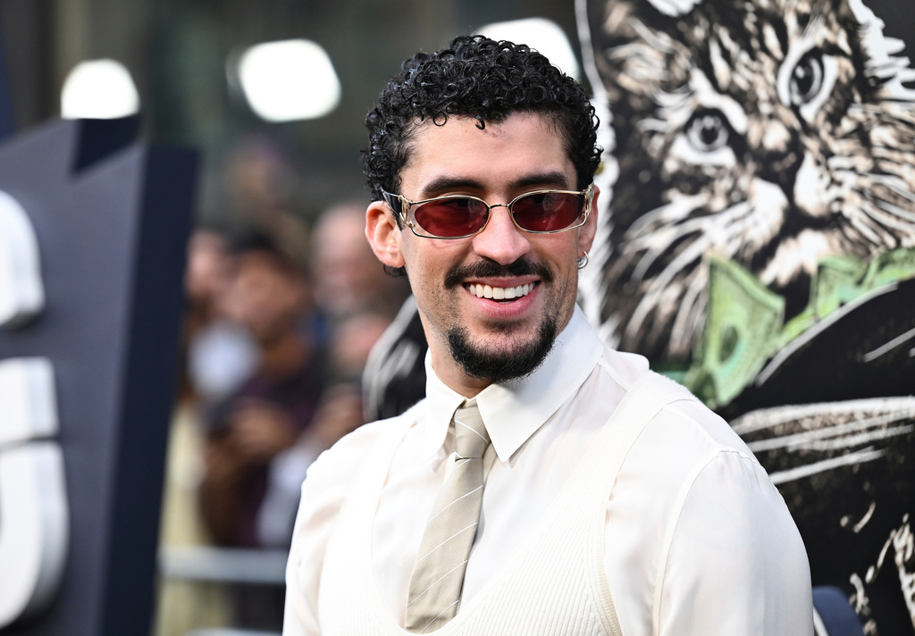 Benito Antonio Martinez Ocasio (aka Bad Bunny) attends the premiere of "Caught Stealing" at Regal Union Square on Tuesday, Aug. 26, 2025, in New York.