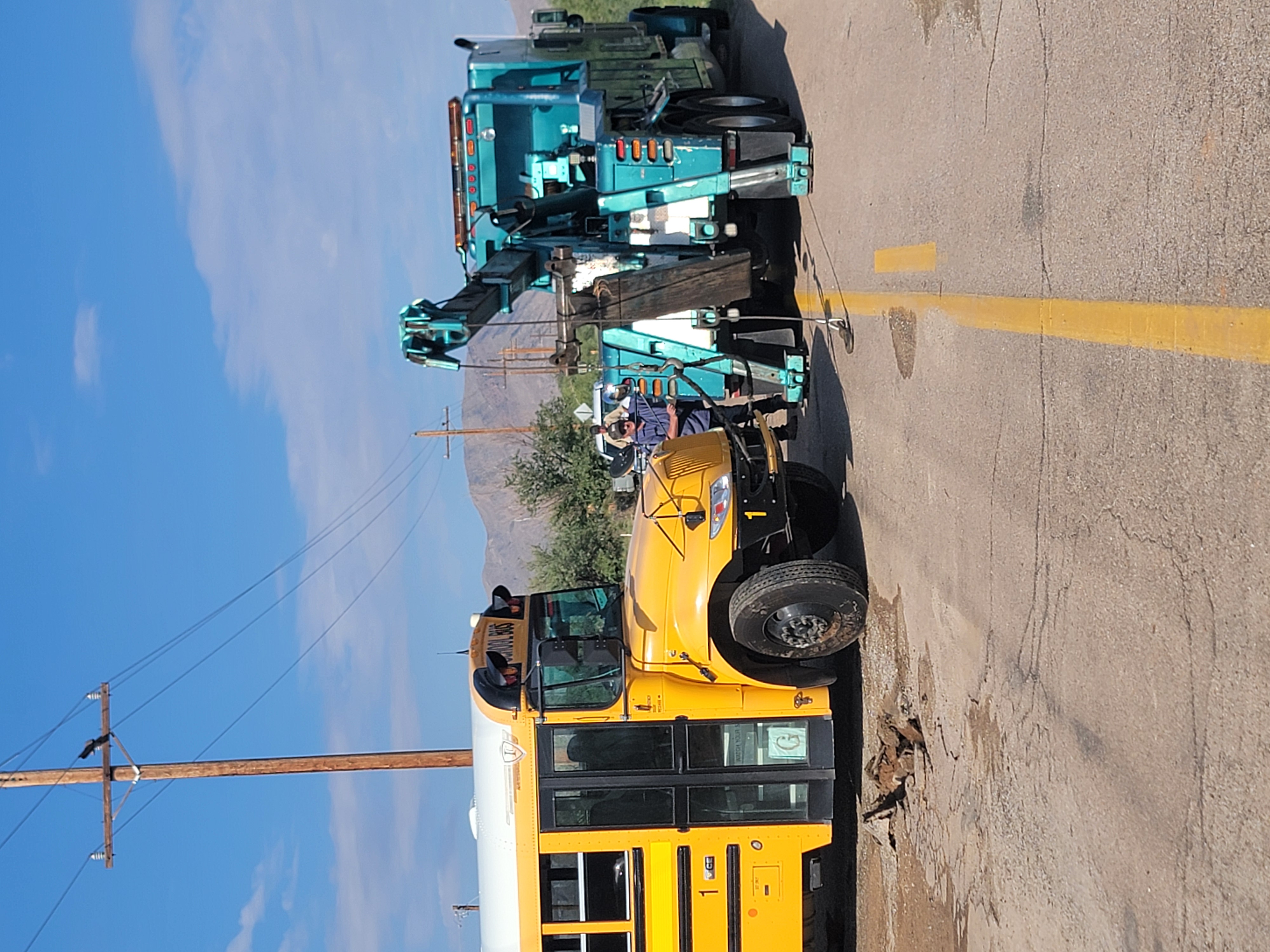 School bus drives into small sinkhole, breaks axle near Willcox
