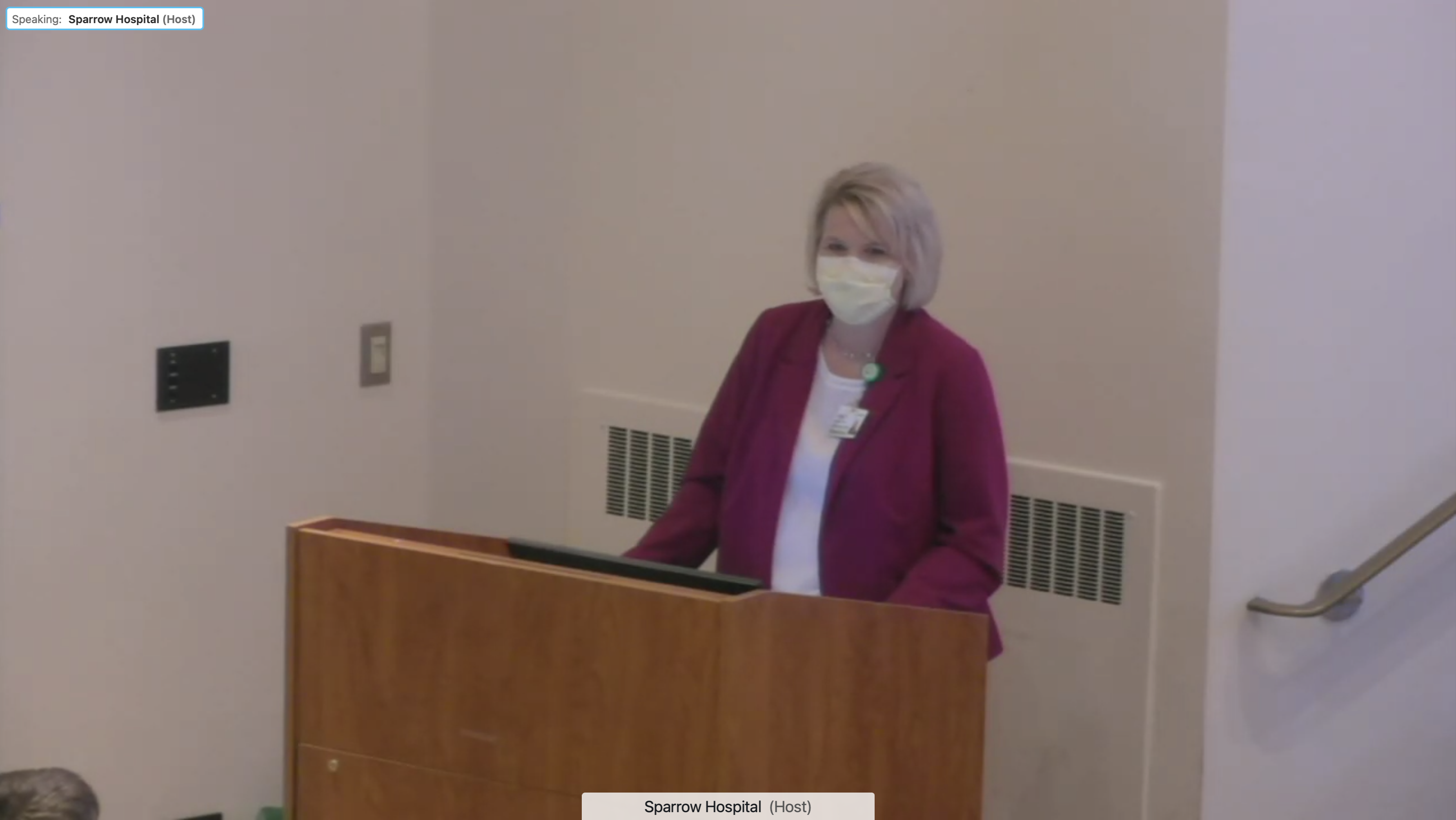 Sparrow Hospital Chief Nursing Officer Amy Brown addresses nurses gathered for the hospital’s annual Nurses Week tea.