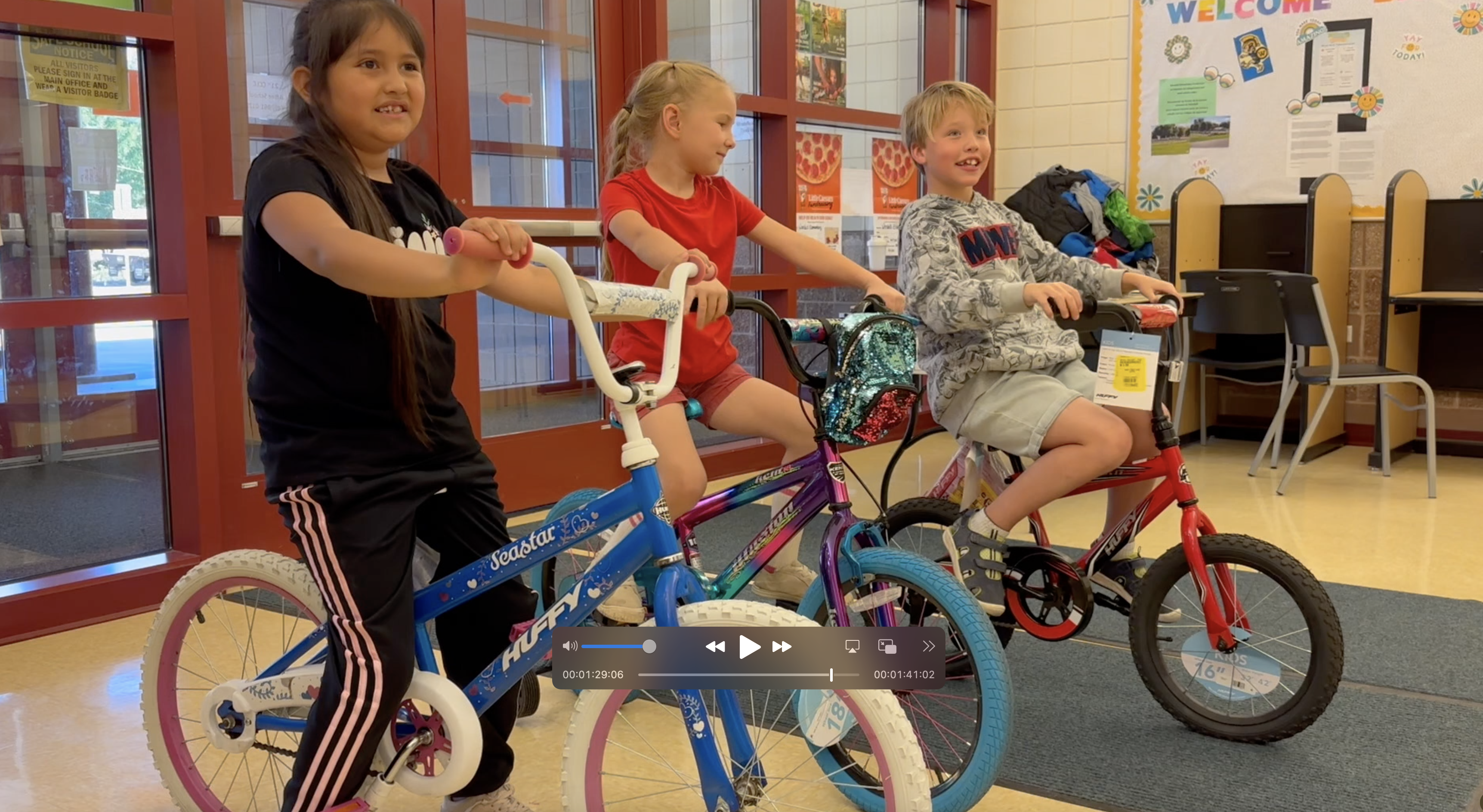 Three winners for new bikes were drawn from 216 students with perfect attendance at Wendell Elementary on Monday, Oct. 7, 2024 in Wendell