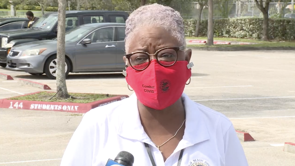 Verdenia Baker wearing county-issued mask