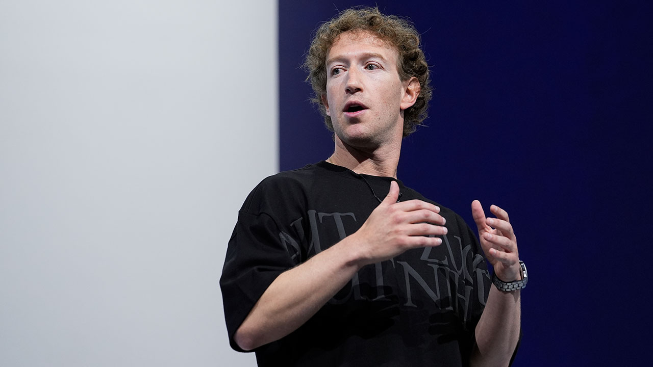 Mark Zuckerberg talks about the Orion AR glasses during the Meta Connect conference Wednesday, Sept. 25, 2024, in Menlo Park, Calif. 