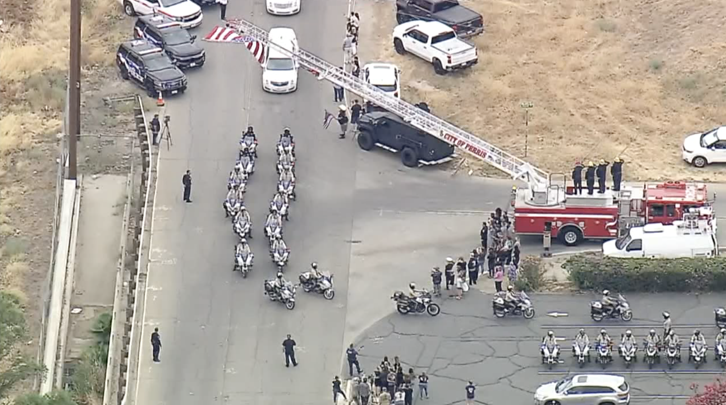 Helicopter crash procession