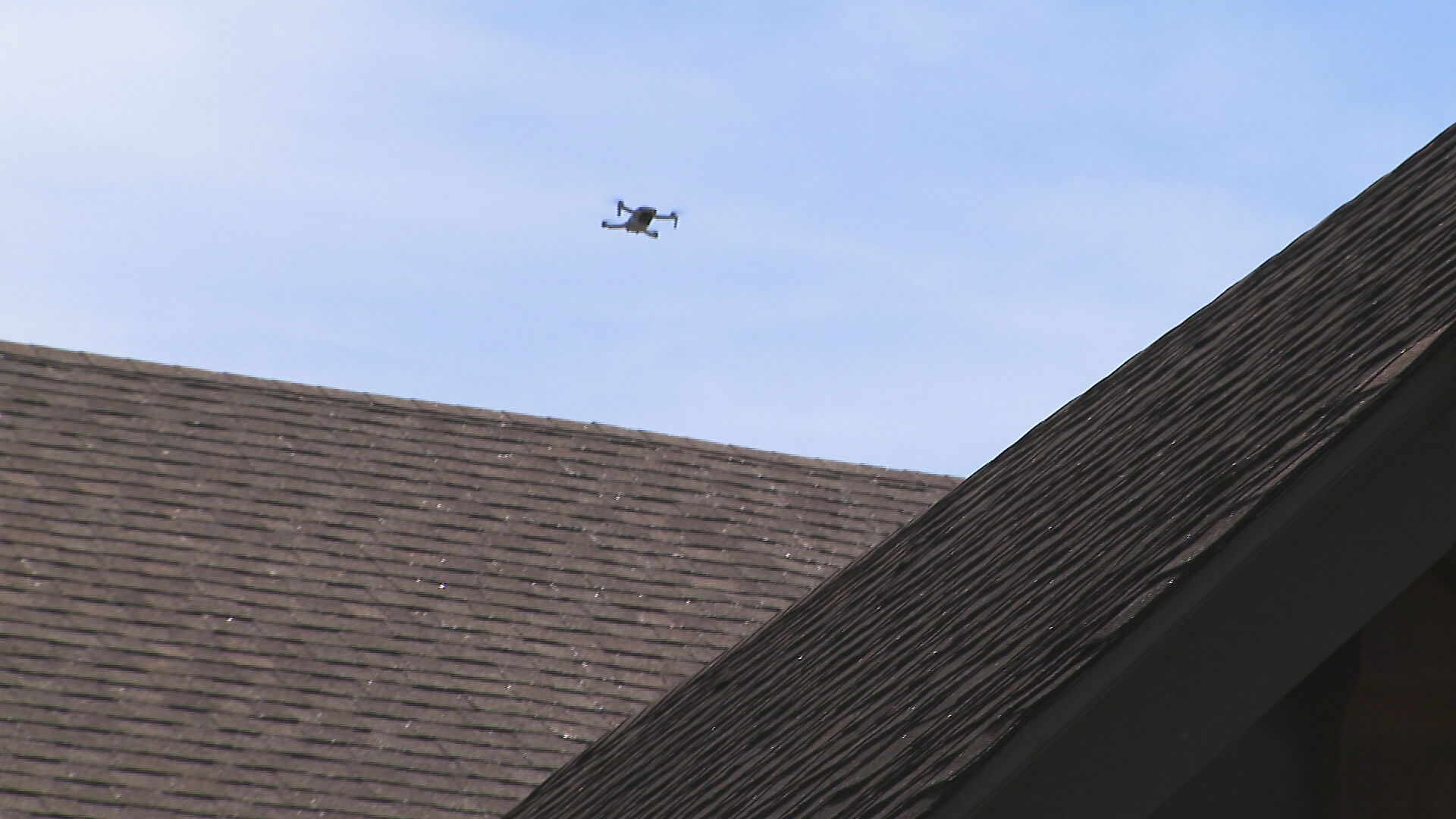 Drone over roof