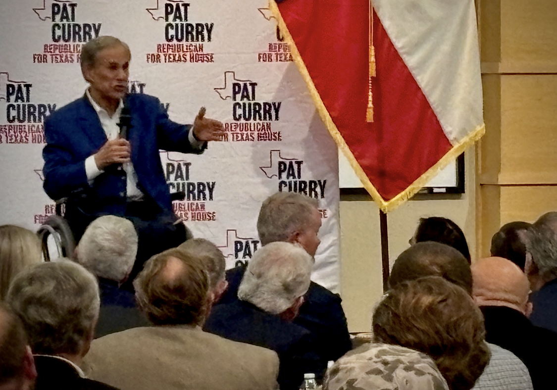 Gov. Abbott in Waco Tuesday at a fundraising event for Waco's State Representative Pat Curry. 