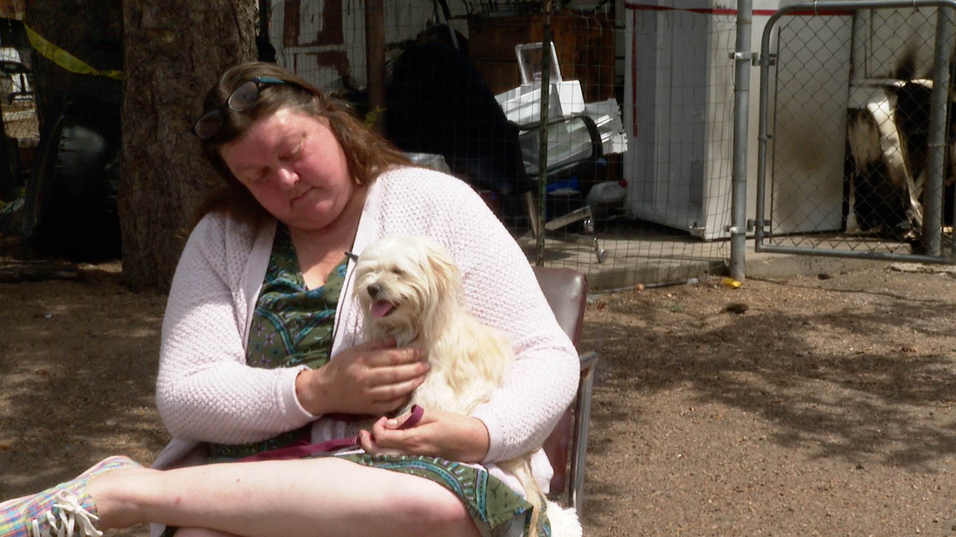 Victim of Skylark Mobile Home Park fire reunited with her dog
