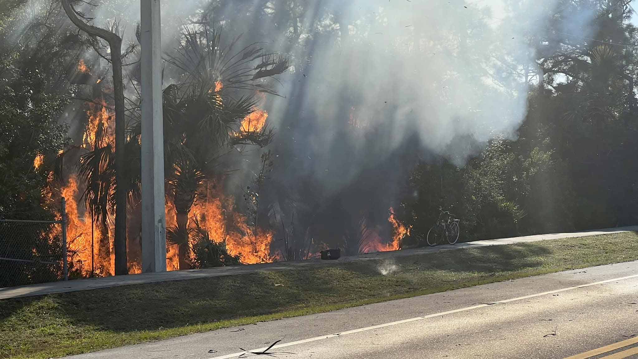 Two people were detained after a brush fire in Jensen Beach on Jan. 17, 2023, according to the Martin County Sheriff's Office.
