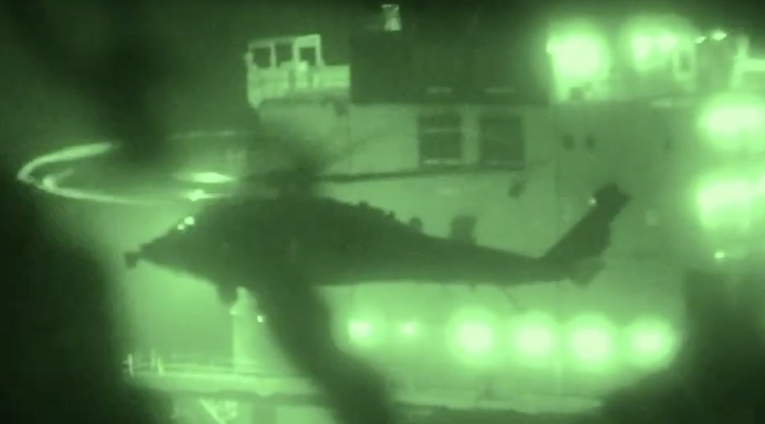 The U.S. Marines rappelled onto the Iranian-flagged vessel. 