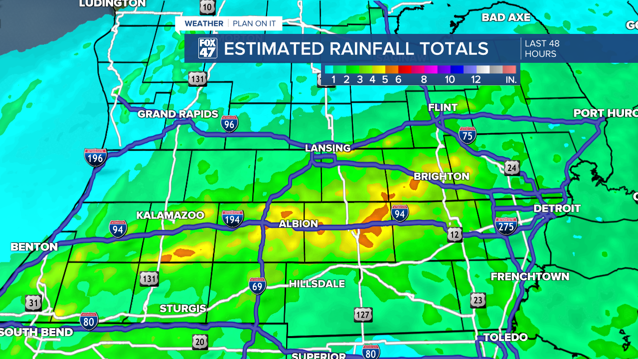 Estimated Rainfall Totals Wednesday Evening