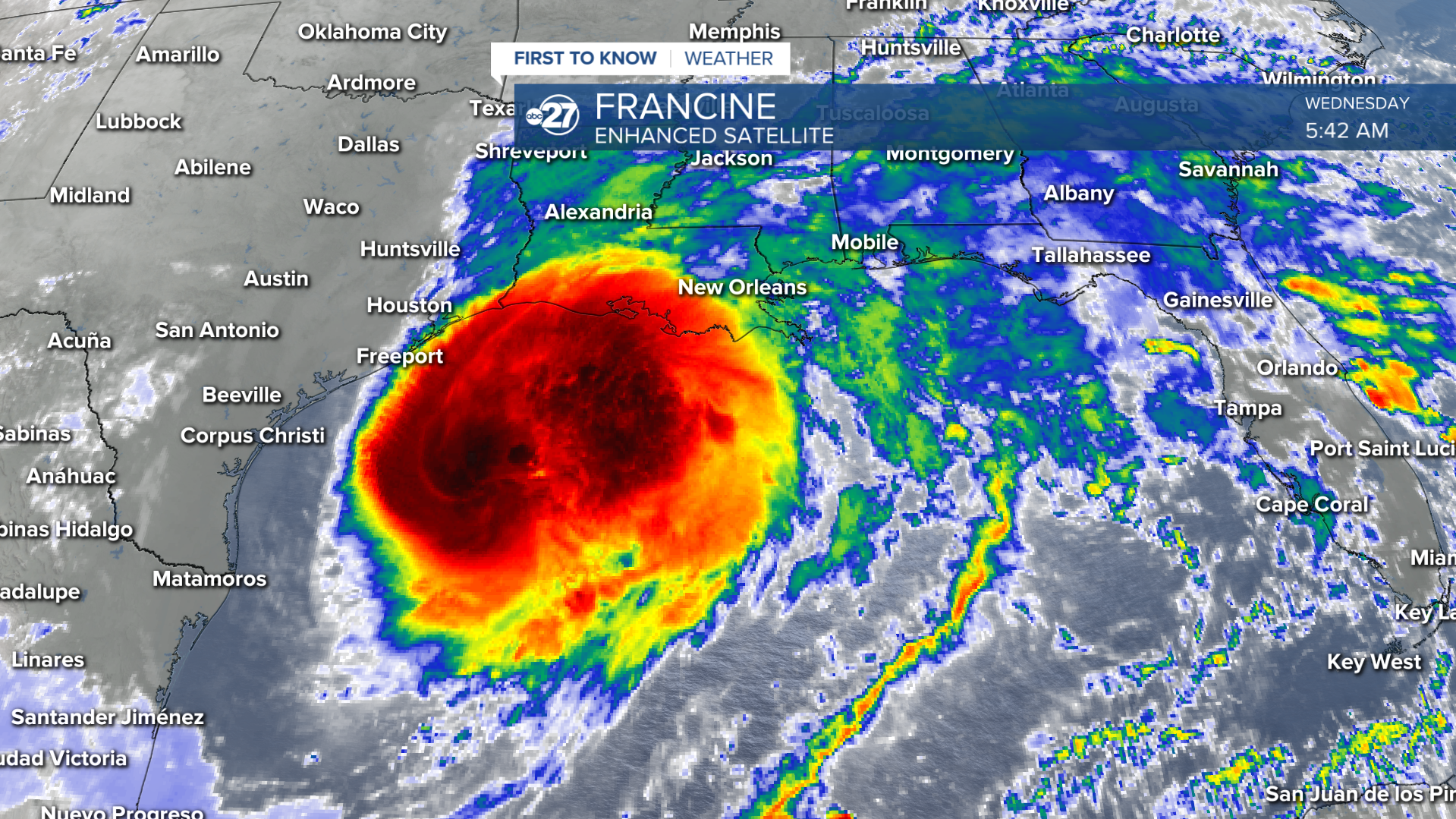 Francine satellite image (5am 09/11/2024)