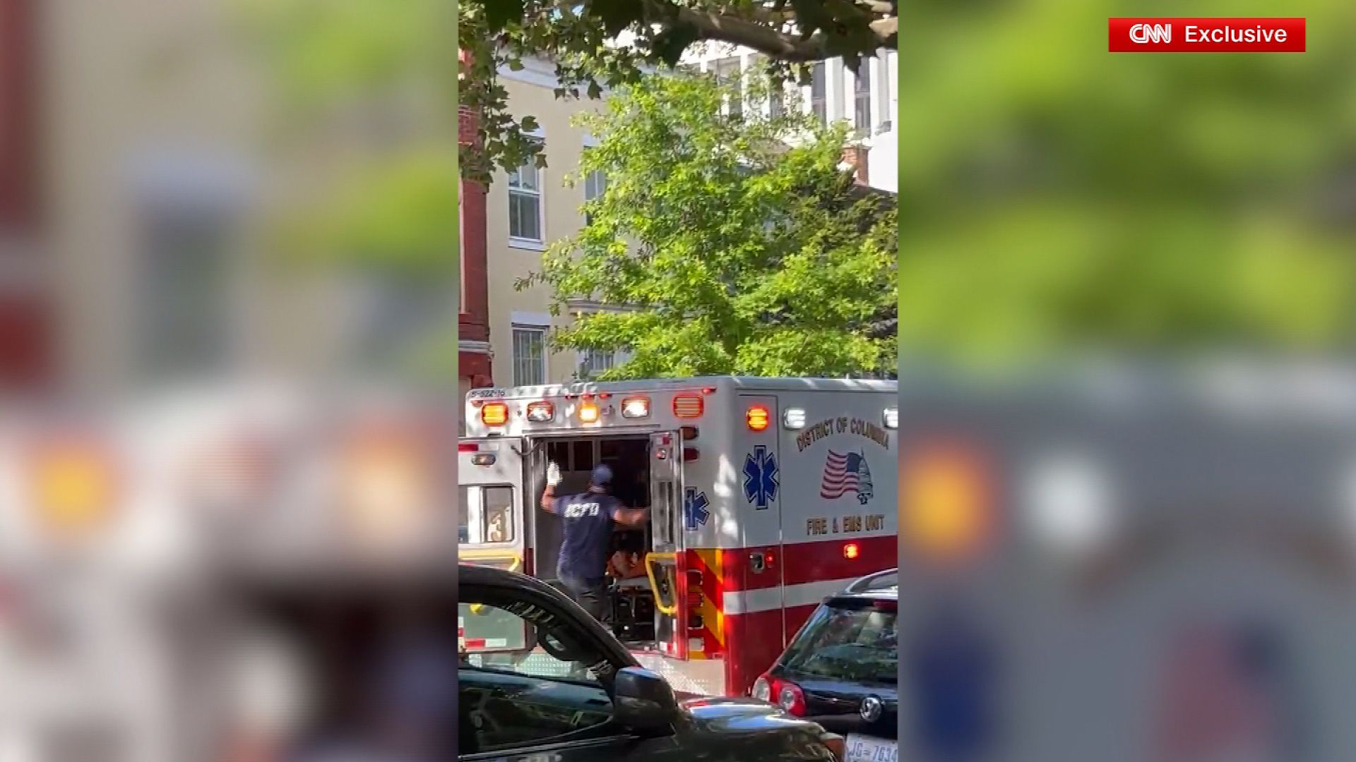Sen. Mitch McConnell being loaded into an ambulance