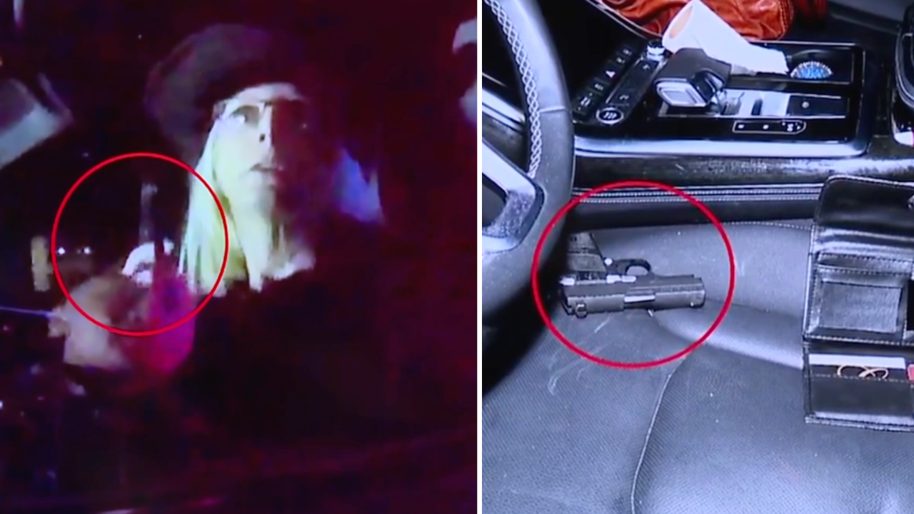 Nevada State Police woman points gun 