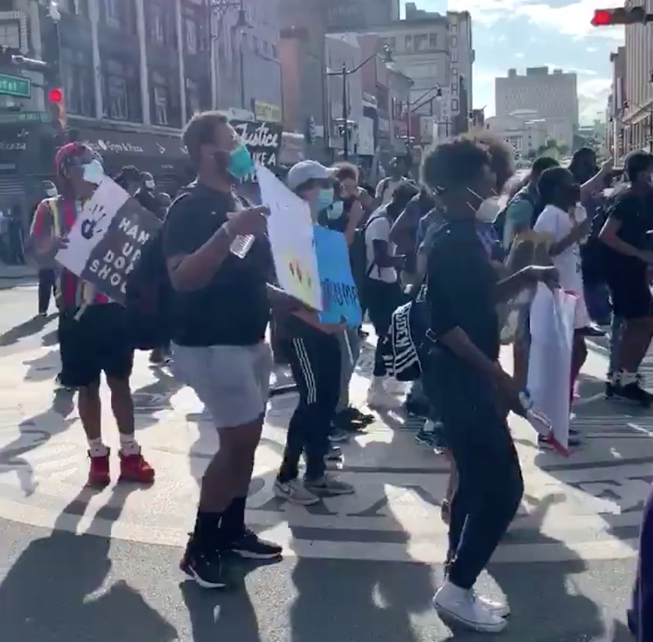 New Jersey protest breaks into dance