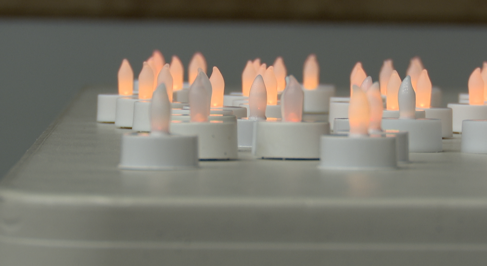 Candles for the peace vigil Missoula Mt.