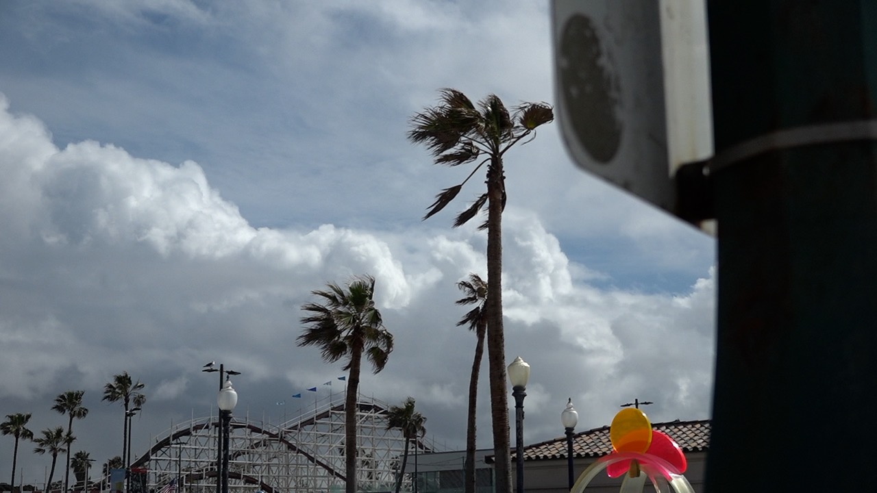Mission Beach saw scattered showers on Thursday.