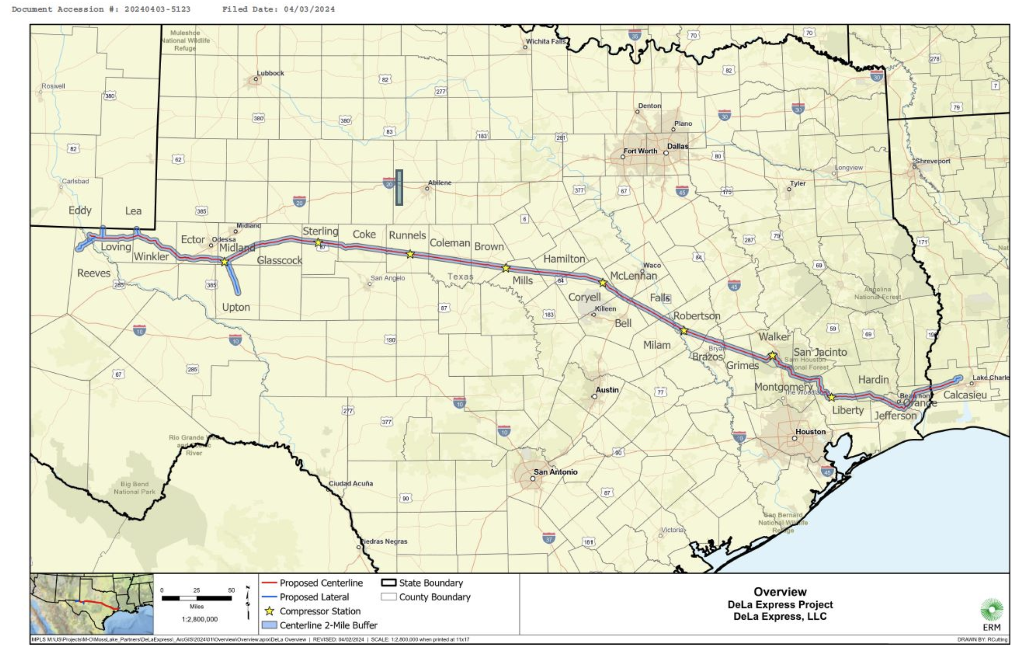 DeLa Express Project Pipeline Route and Facilities