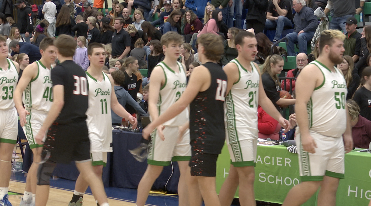 Flathead and Glacier Boys shake hands postgame, Kalispell