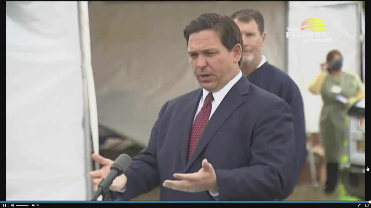 Gov. Ron DeSantis speaks in The Villages, Jan. 12, 2021