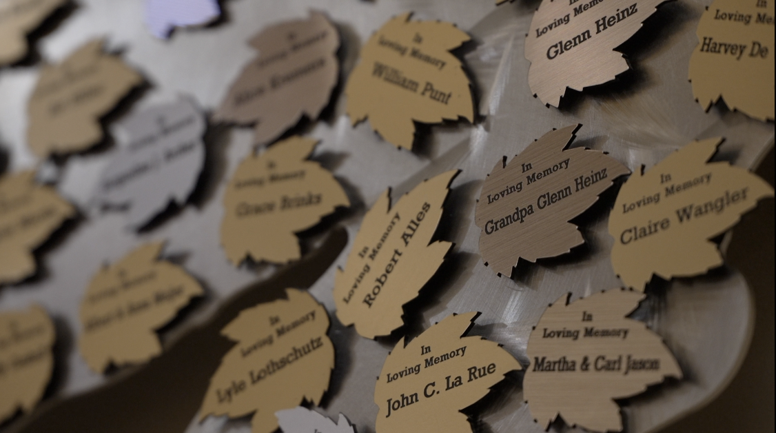 Leaves on mural at Faith Hospice