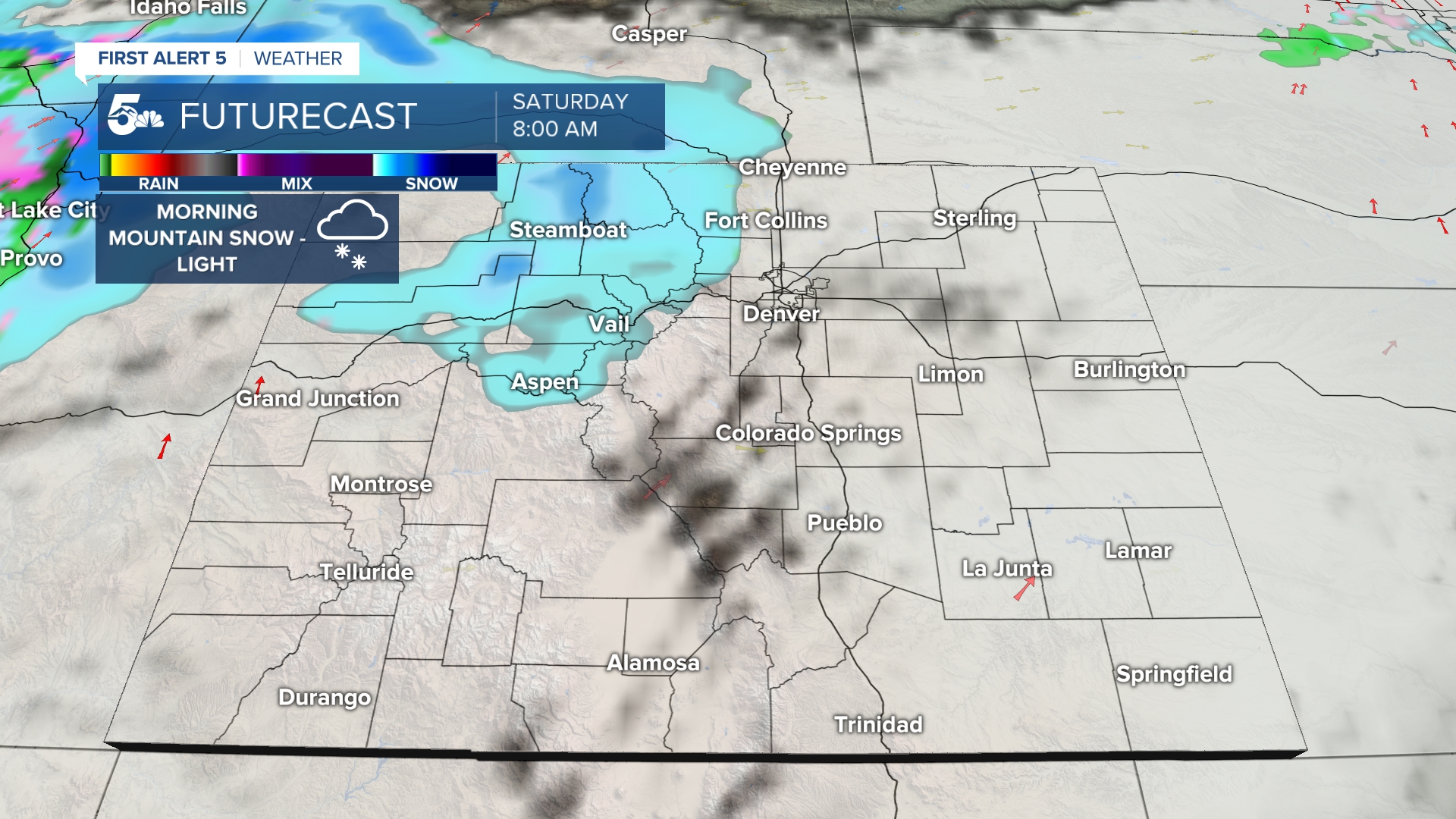 Northern mountain snow Saturday, clouds in southern Colorado