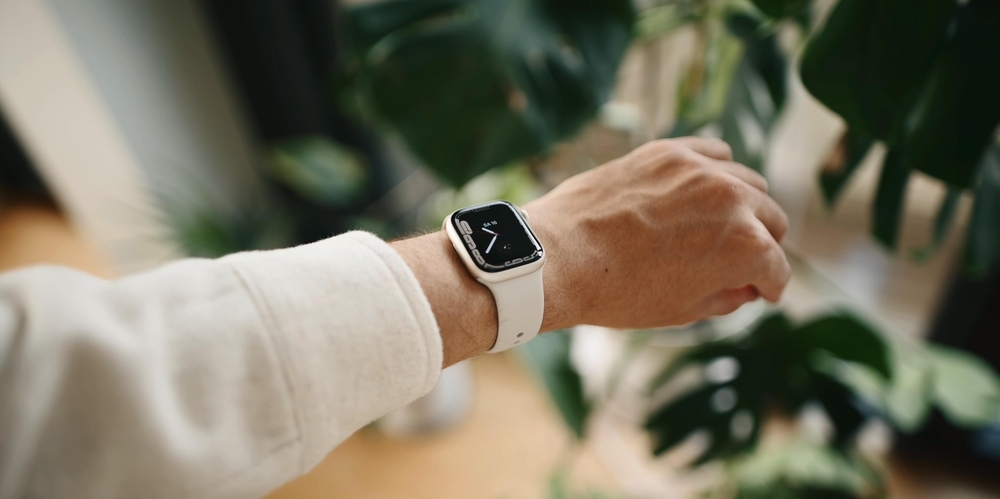 An Apple Watch on a person's wrist.