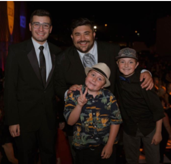 Kiko Chicas, Cooper Hawes and Adam Montiel posing with the 2019 Wish Grantee Erik Biven (Photo credit: Heraldo Family Photo) 
