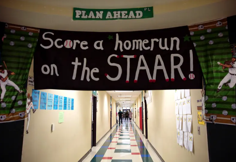 STAAR themed decorations adorn the hallways of Wharton Elementary School in Wharton on April 21, 2018. Lawmakers failed to approve a bill to eliminate the STAAR test during the legislative session.