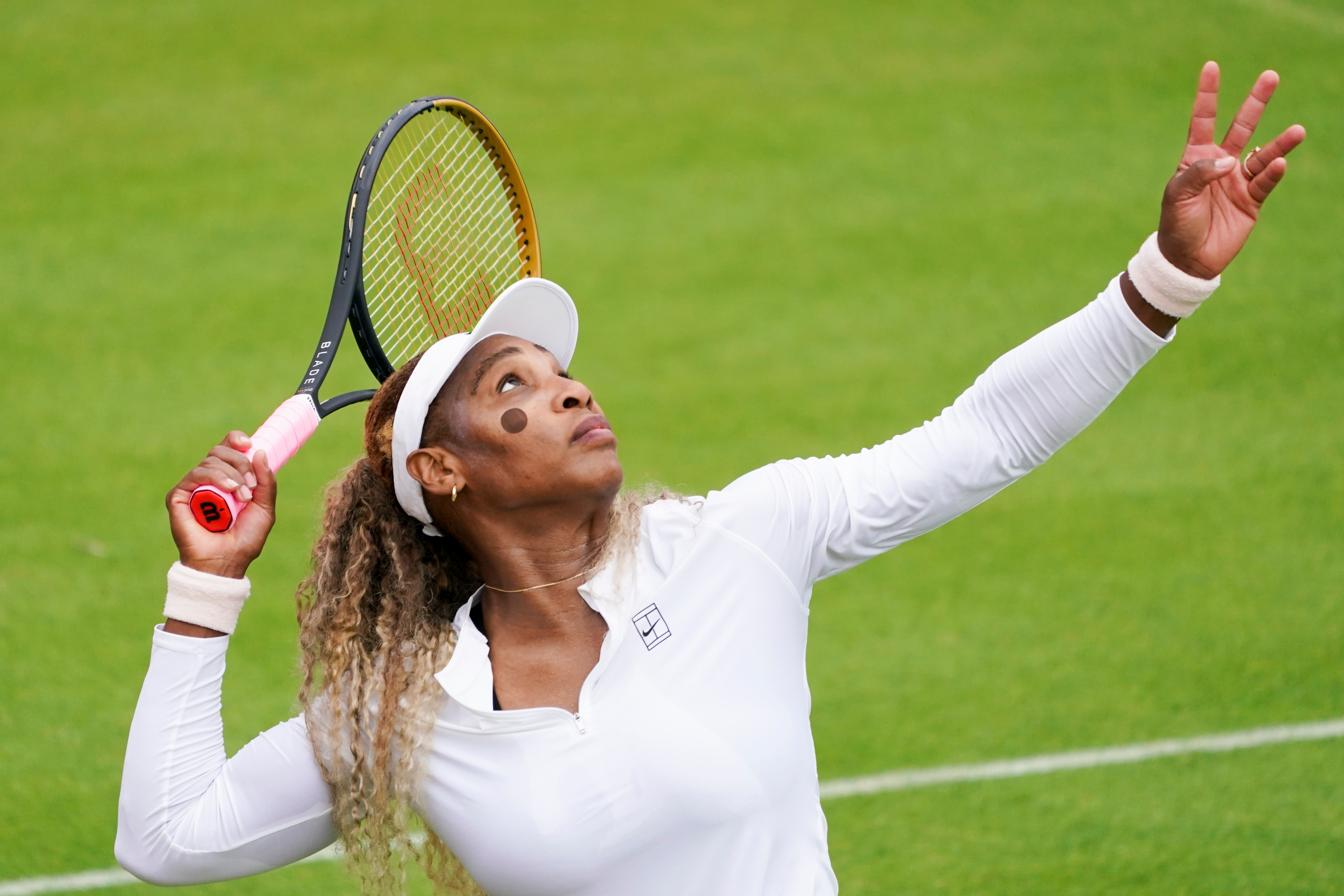 Serena Williams of the United States practices at Queen's Club, in London, Sunday, June 7, 2026.
