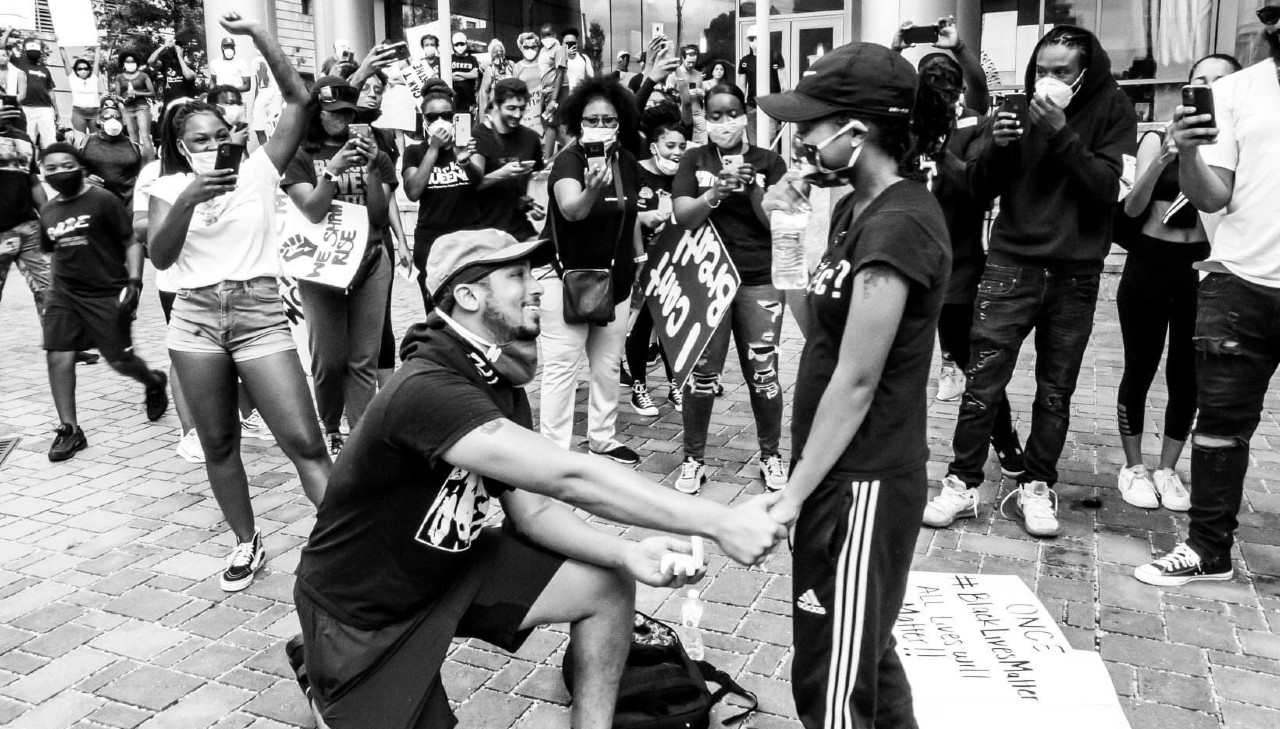 Couple gets engaged in middle of Black Lives Matter protest in North Carolina