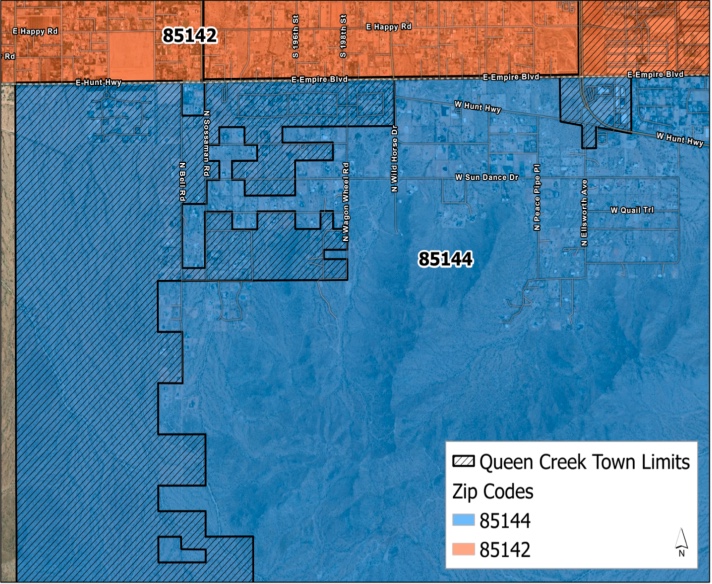 queen creek zipcode change