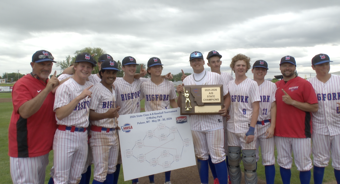 Bigfork Baseball hoists the state championship trophy, O'Malley Park, Polson, Saturday, May 30, 2026