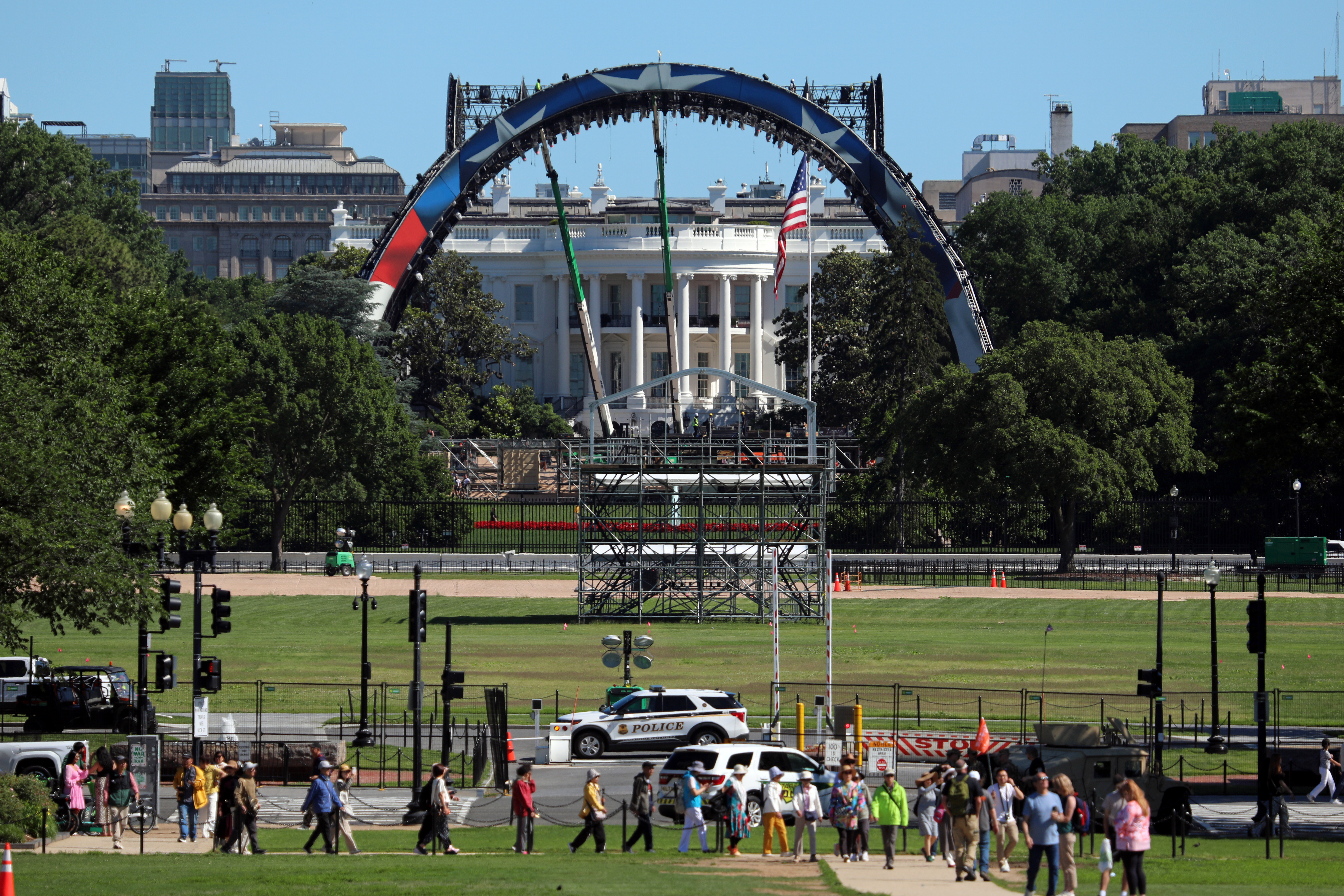 'Maybe we'll never, ever take it down': Trump says UFC structure on White House lawn could stay up permanently