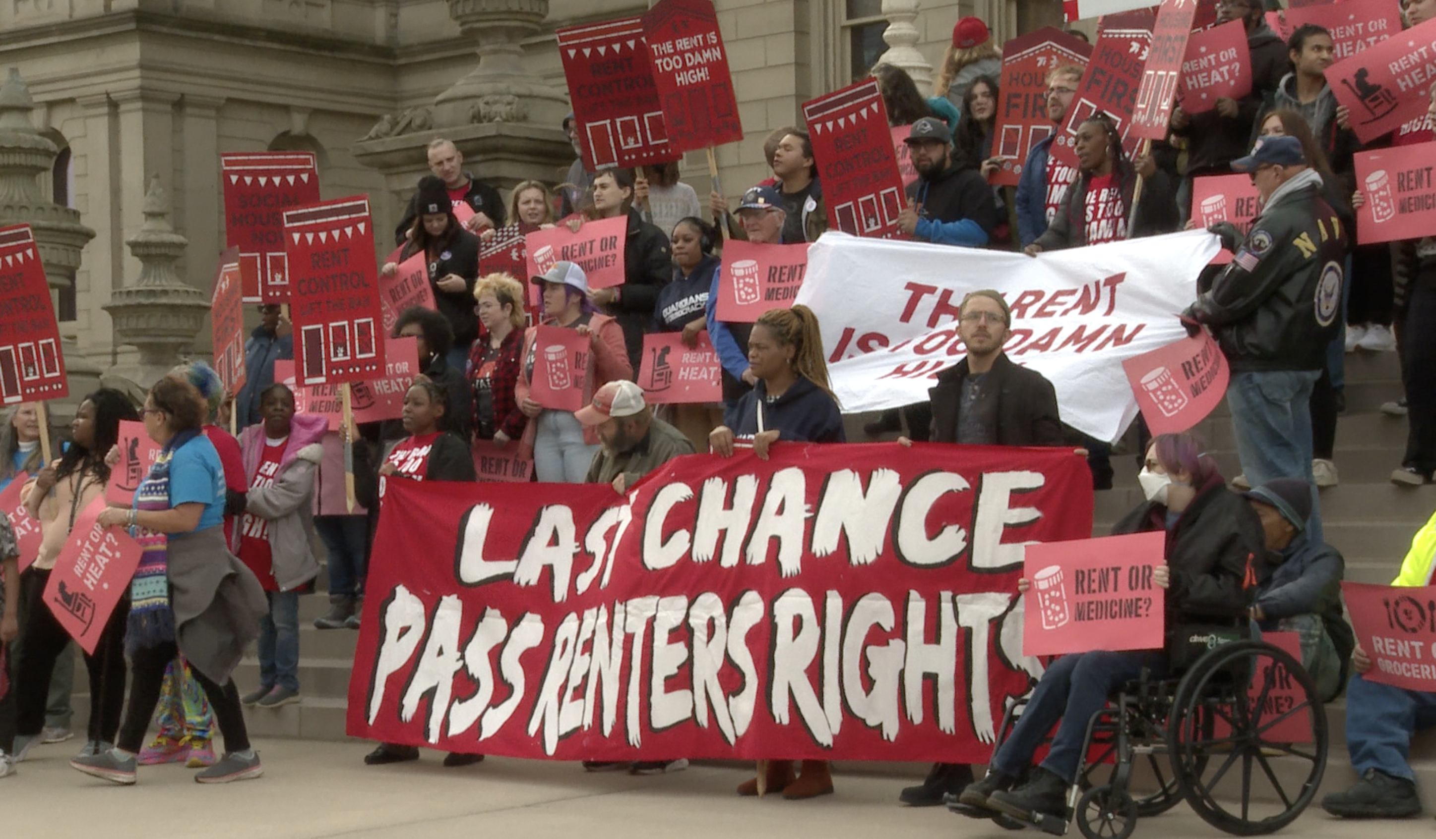 Renters in Michigan rallied to pressure state legislators for change. 