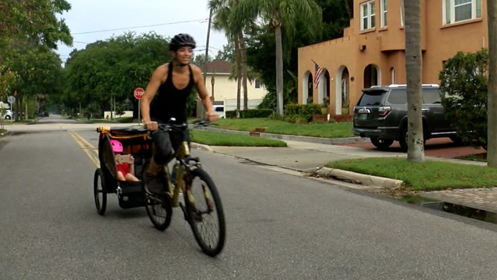 Andrea Messina riding her bike