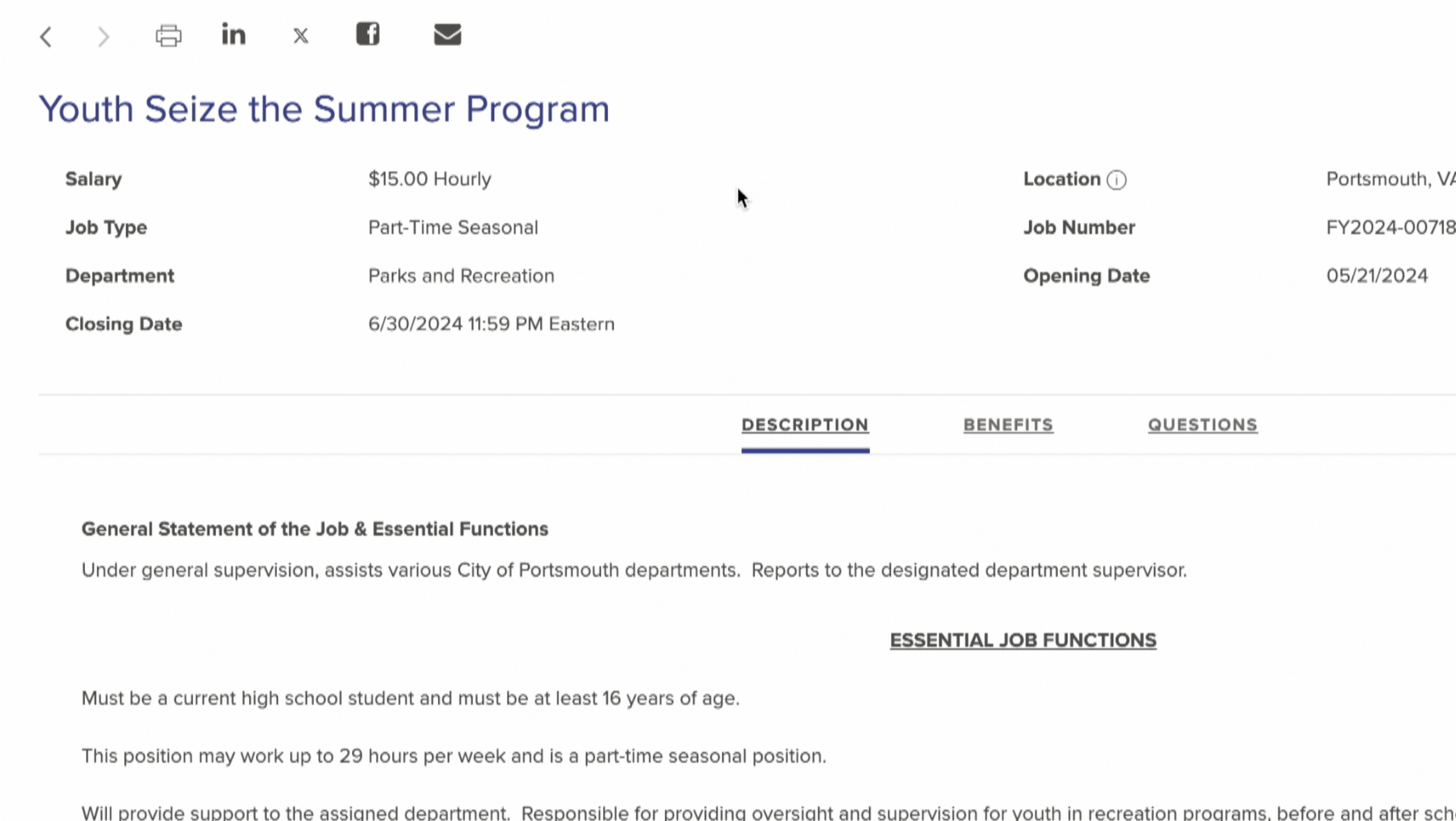 Portsmouth Youth Seize the Summer program sign up