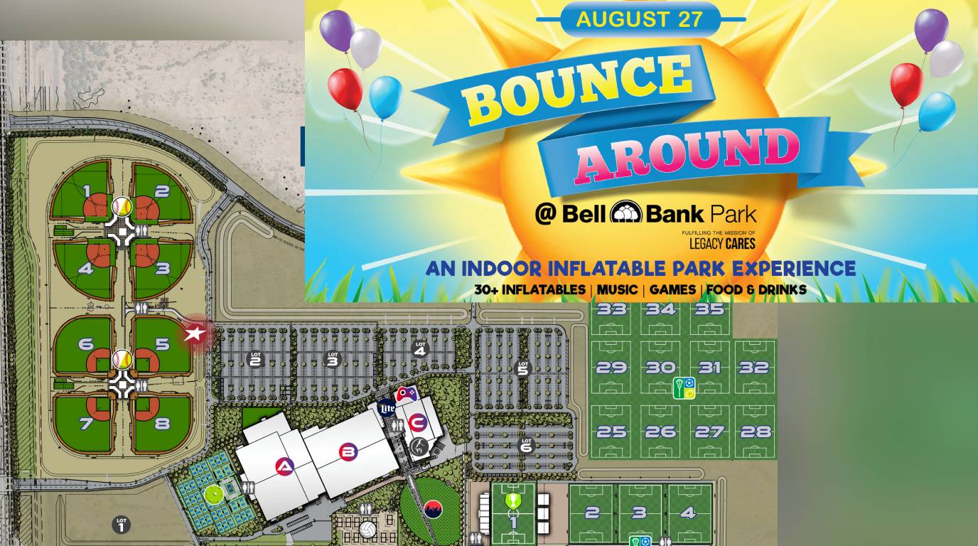  ‘Bounce Around,” the indoor inflatable park experience at Bell Bank Park 